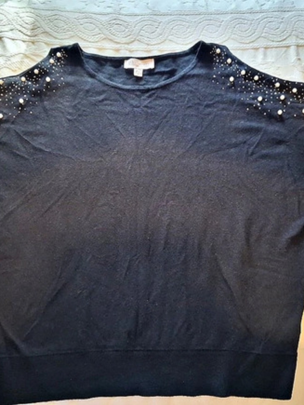 Philosophy Embellished Shoulder Top in Black Size 2X Like New